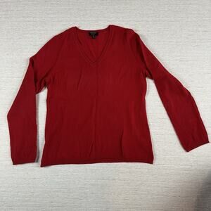 Charter Club Womens V-Neck 100% Cashmere Long Sleeve Sweater XL Red Pullover